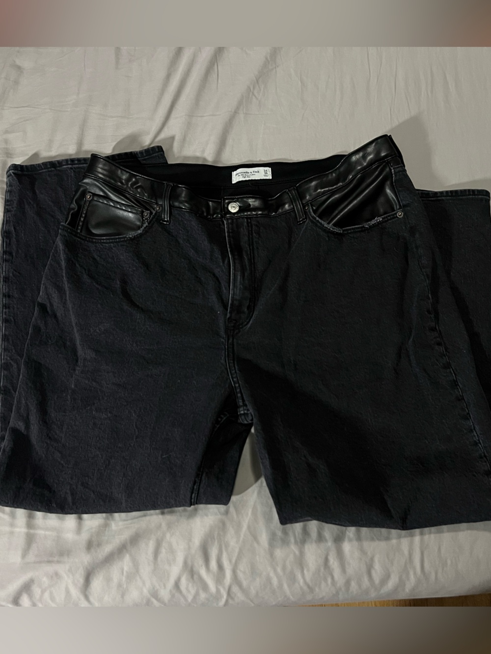 Abercrombie & Fitch Black Faux Leather Trim jeans